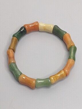 Jade Aventurine Bamboo Braclet Stretch Natural Stone Beaded Boho Multi Color